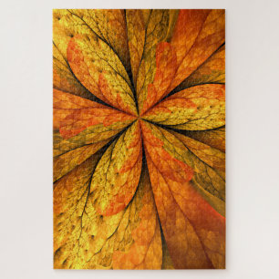 Puzzle Sensación de otoño, flor fractal abstracta moderna