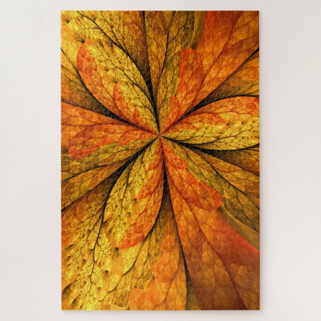 Puzzle Sensación de otoño, flor fractal abstracta moderna (Vertical)