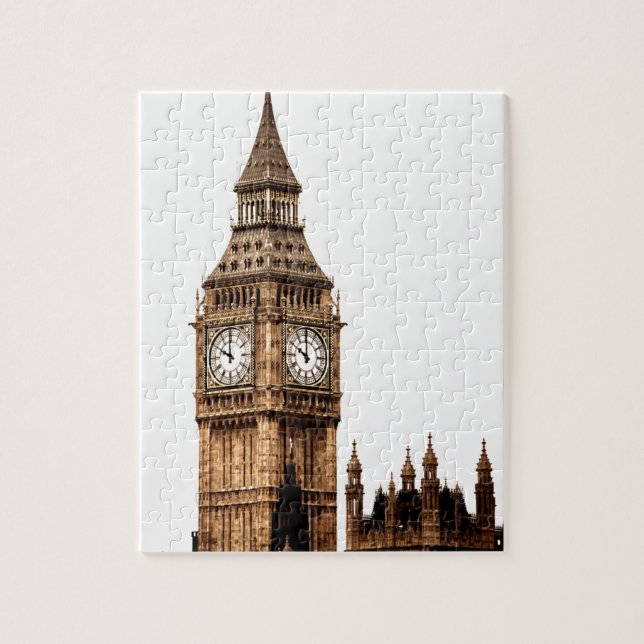 Puzzle Sepia Big Ben Tower Travel Art (Vertical)