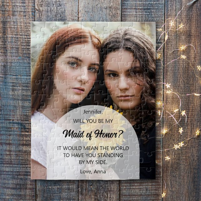Puzzle ¿Serás mi empleada de honor invitada personalizada (Best friends and an ask to be maid of honor for your wedding.A unique way to ask with a photo puzzle)