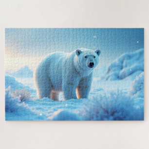 Puzzle Serene Arctic Sunset con oso polar - Naturaleza