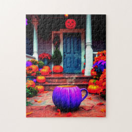 Puzzle Serene Autumn Scene con café Purple Pumpkin