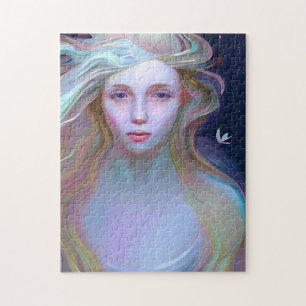 Puzzle Serene, mujer con lágrimas en el ojo