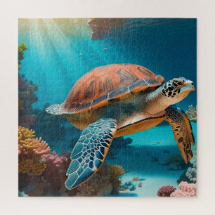 Puzzle Serene tortuga marina 3D en el océano -Tranquila l
