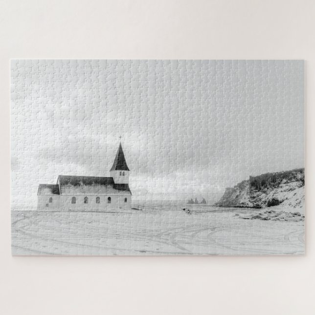 Puzzle Serene Vík i Myrdal Church (Horizontal)