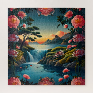 Puzzle "Serenidad al atardecer: Arte chino tradicional