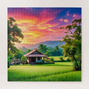Puzzle Serenidad al atardecer en el campo