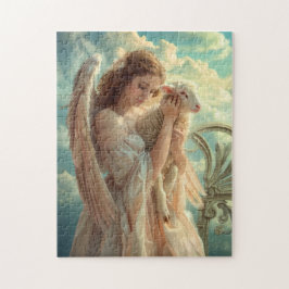 Puzzle Serenidad Celestial Ángel Femenino con Cordero