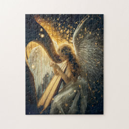 Puzzle Serenidad Celestial Ángel Femenino Tocando el Arpa