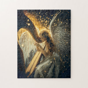 Puzzle Serenidad Celestial Ángel Femenino Tocando el Arpa