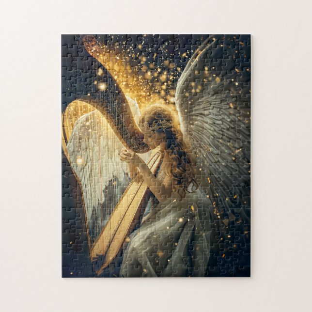 Puzzle Serenidad Celestial Ángel Femenino Tocando el Arpa (Vertical)