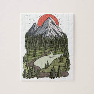 Puzzle Serenidad del Lago de Montaña: Aventura al Atardec