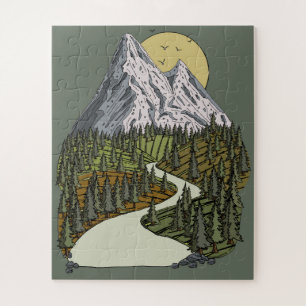 Puzzle Serenidad del Lago de Montaña: Aventura al Atardec