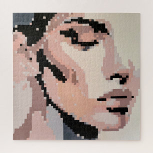 Puzzle Serenidad Retrato de Arte Pixel Neutral Moderno