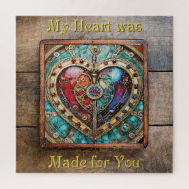 Puzzle Serie de Steampunk Heart de Vidrio Manchado Rojo y