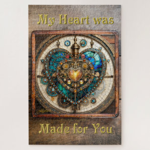 Puzzle Serie Steampunk Corazón de Vidrio Teñido de Oro