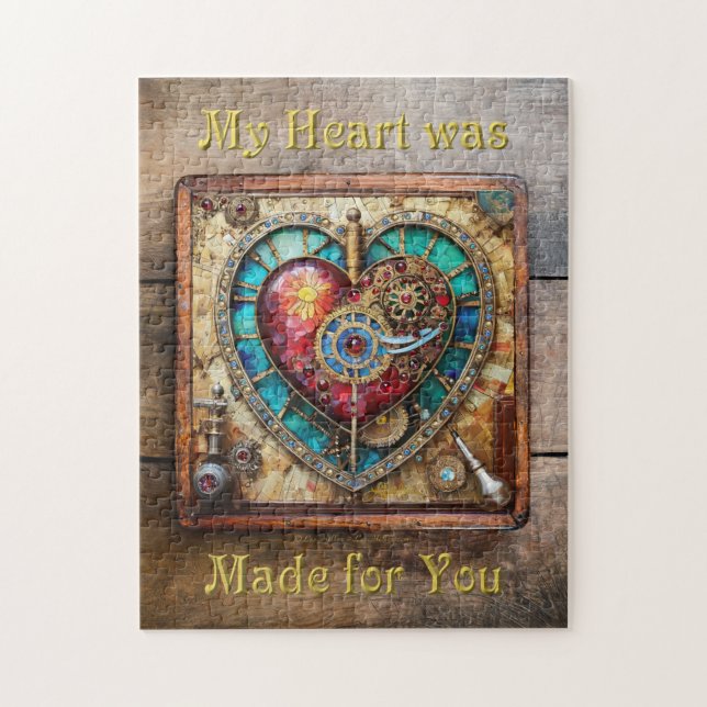 Puzzle Serie Steampunk de Glass Staint Sunflower Heart (Vertical)