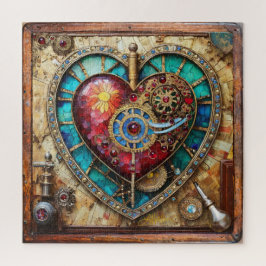 Puzzle Serie Steampunk de Glass Staint Sunflower Heart