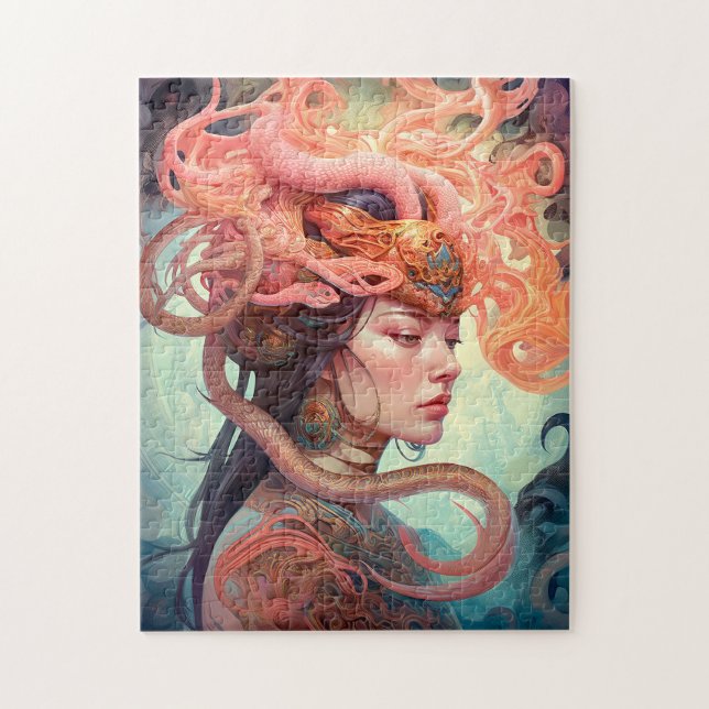 Puzzle Serpent Hair Lady Fantasy Art (Vertical)