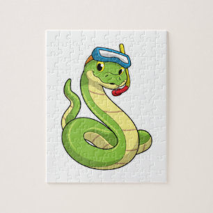 Puzzle Serpiente como buzo con Snorkel