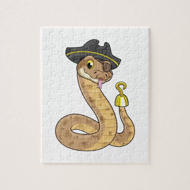 Puzzle Serpiente como pirata con garfio y parche en el oj (Vertical)