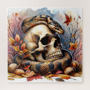 Puzzle Serpiente con cráneo en otoño