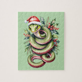 Puzzle Serpiente de Navidad de Vacaciones Hojas de Acebo