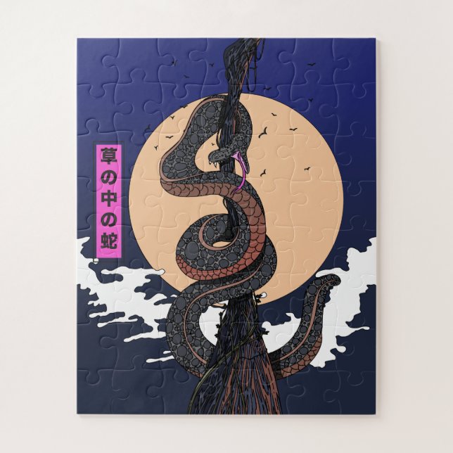 Puzzle Serpiente en la hierba (Vertical)