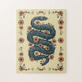 Puzzle Serpiente floral (azul)
