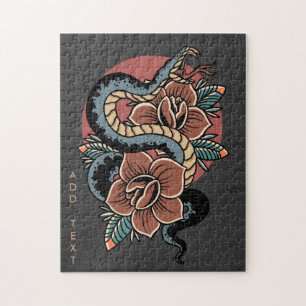 Puzzle Serpiente floral Mistic Grunge Ilustracion Esotéri