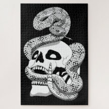 Serpiente gótica negra y blanca y arte oscuro crán