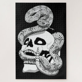 Puzzle Serpiente gótica negra y blanca y arte oscuro crán