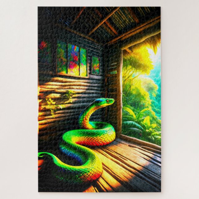 Puzzle Serpiente verde (Vertical)