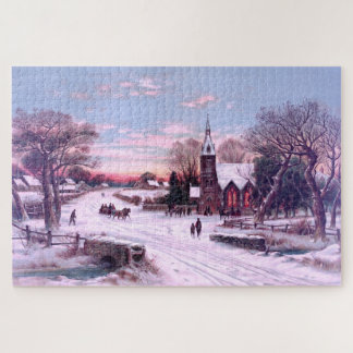 Puzzle Servicios de la Iglesia en los Navidades de la noc