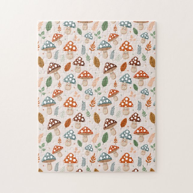 Puzzle Setas, follaje otoñal, Patten natural (Vertical)