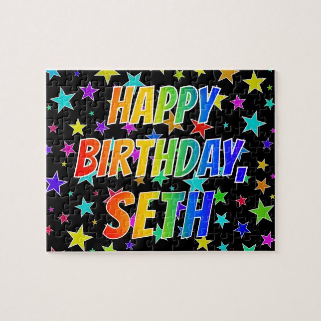 Puzzle "SETH" Nombre, Diversión "FELIZ CUMPLEAÑOS" (Horizontal)