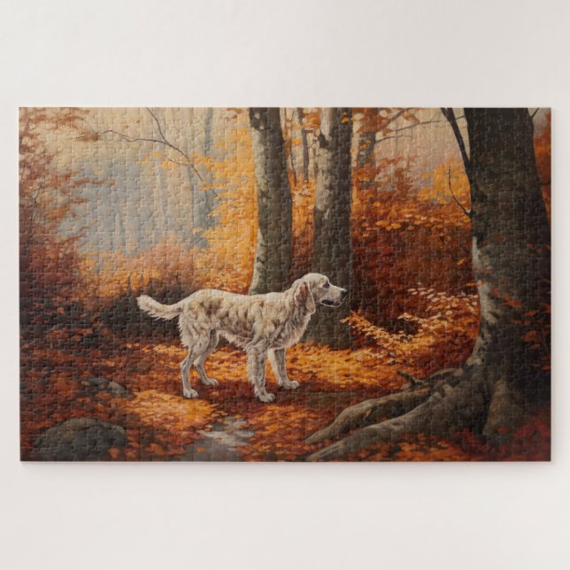 Puzzle Setter Inglés en otoño inspira caída de hojas (Horizontal)