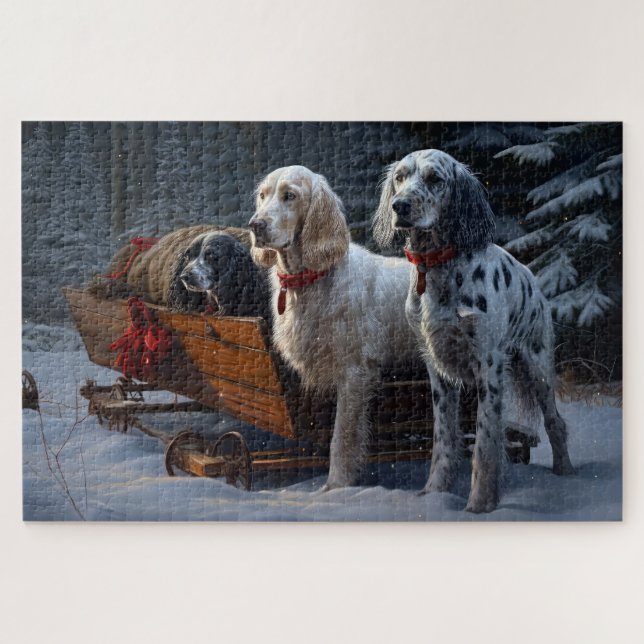 Puzzle Setter Inglés Sleigh Nevado Decoración Navidad  (Horizontal)