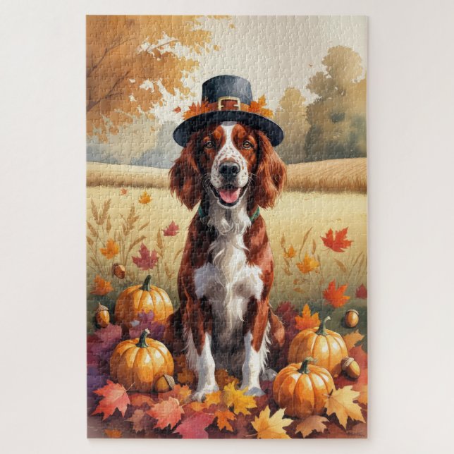 Puzzle Setter Rojo Irlandés En Otoño Deja El Arte De Acci (Vertical)