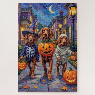 Puzzle Setter Rojo Irlandés Pidiendo Dulces en Halloween