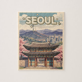 Puzzle Seúl Corea del Sur – Flores de Cerezo y Horizonte