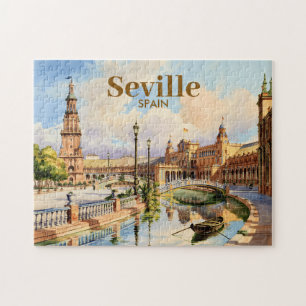 Puzzle Sevilla España Plaza de España acuarela personaliz