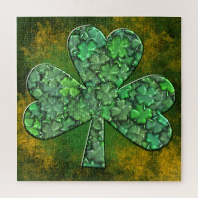 Puzzle Shamrock and Clovers Inside (Vertical)