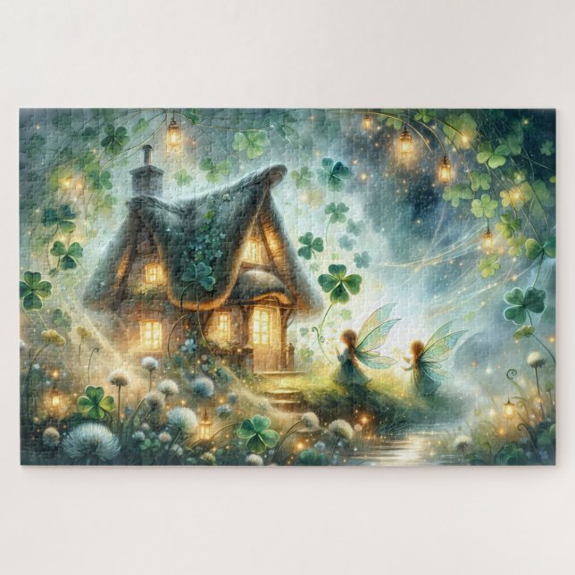 Puzzle Shamrock Fairy Cottage Glow (Horizontal)