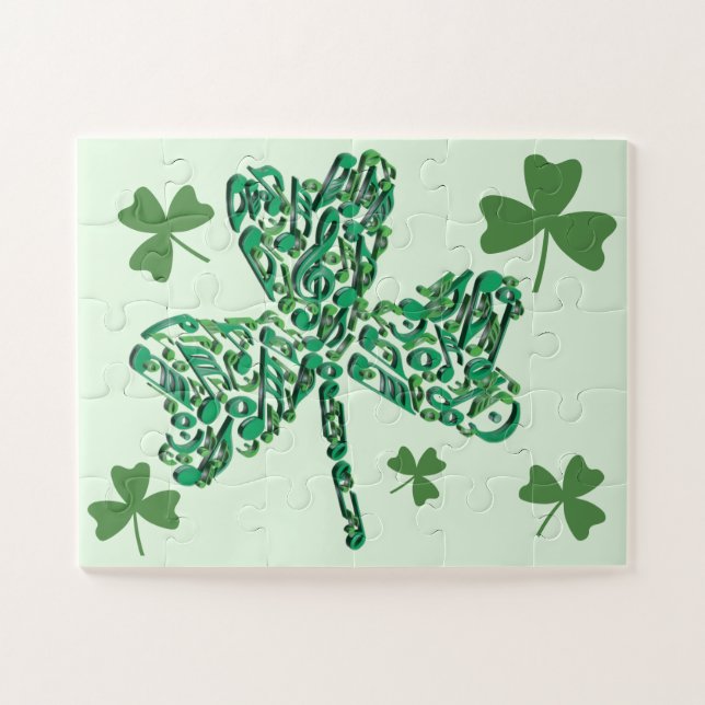 Puzzle Shamrock Music Notes (Horizontal)