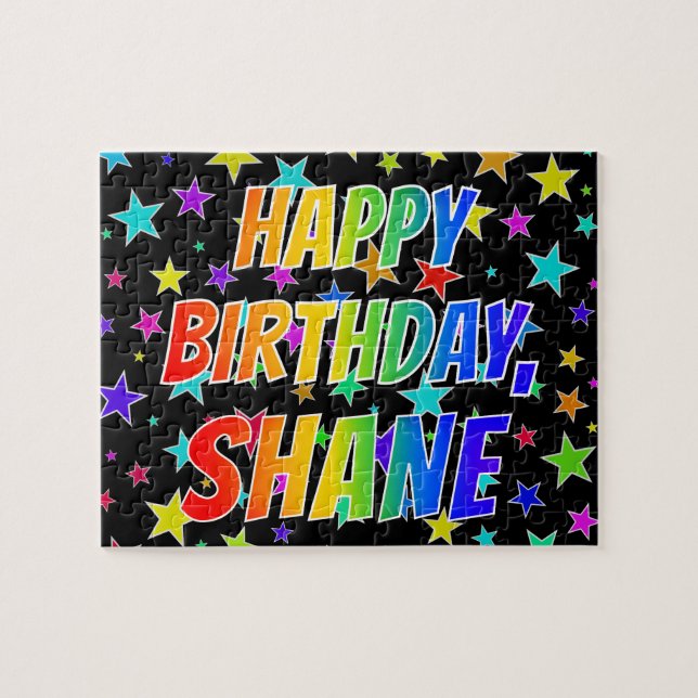 Puzzle "SHANE" Nombre, Diversión "FELIZ CUMPLEAÑOS" (Horizontal)