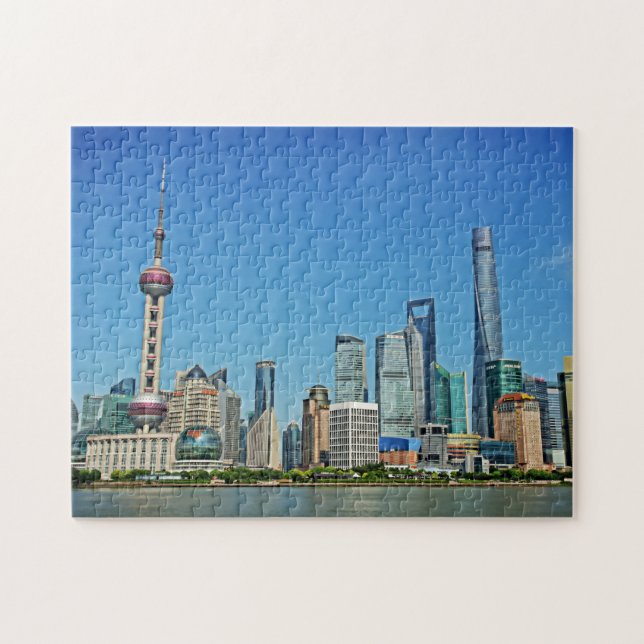 Puzzle Shanghái Skyline desde la zona - 11x14 - 252 pcs (Horizontal)
