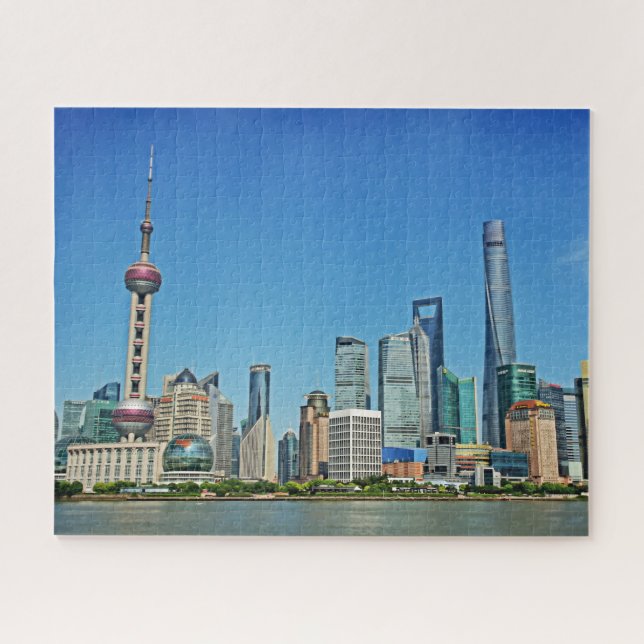 Puzzle Shanghái Skyline desde la zona - 16x20 - 520 pcs (Horizontal)