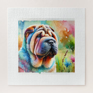 Puzzle Shar Pei Dog 020824AREF103 - Watercolor