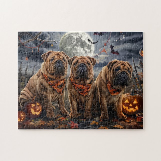 Puzzle Shar Pei Halloween Spooky (Horizontal)